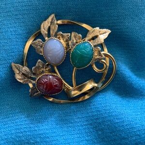Vintage Charles Reis 12K Gold Filled Brooch With Stones